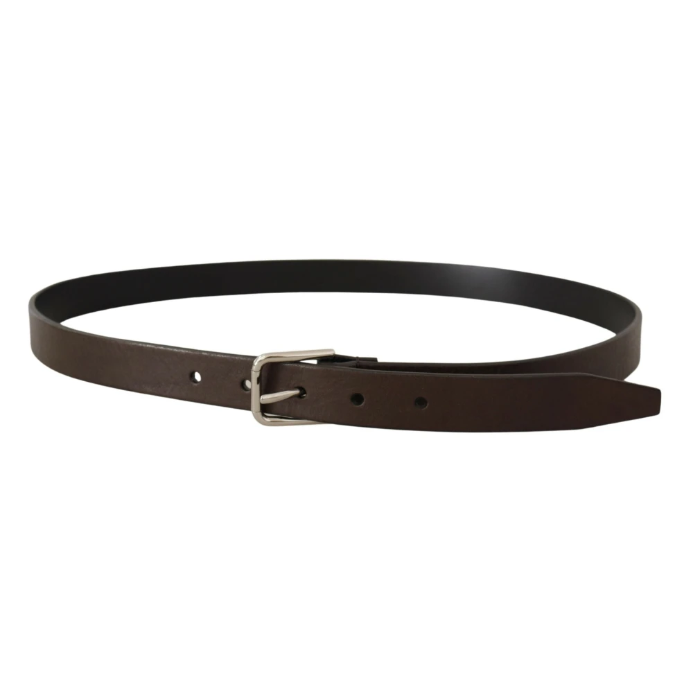 Dolce & Gabbana Elegante Leren Riem met Metalen Gesp Brown Heren