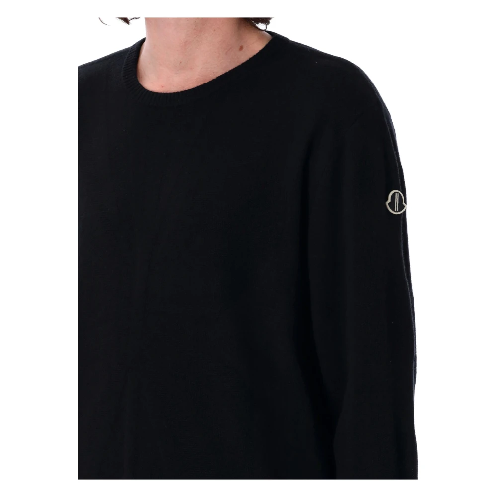 Moncler Zwarte Kasjmiermix Ronde Hals Trui Black Heren