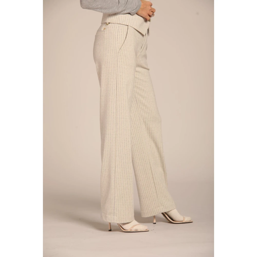 Mason's Beige Gestreepte Straight Chino Broek Beige Dames