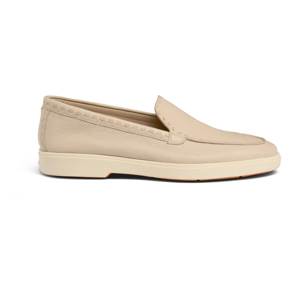 Santoni Women's Pink Loafers, 5 Uk, Tumbled Leather Loafer