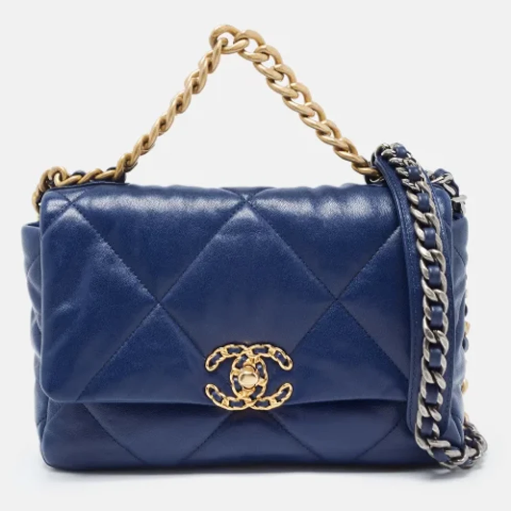 Chanel Vintage Pre-owned Leather chanel-bags Blue Dames