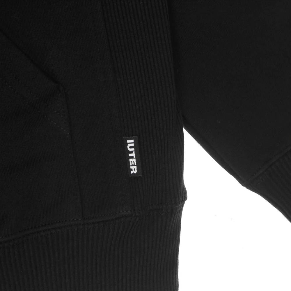 Iuter Zwarte Logo Hoodie met Zijstrepen Black Heren