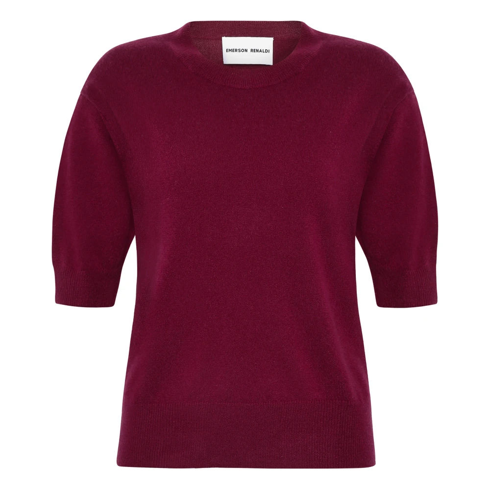Emerson Renaldi Kasjmier Bordeaux Trui Gebreide Halve Mouw Red Dames