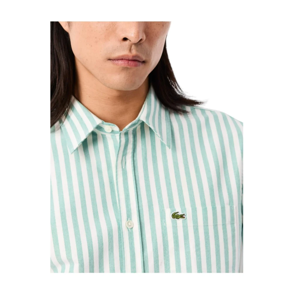Lacoste Gestreept overhemd met lange mouwen Green Heren