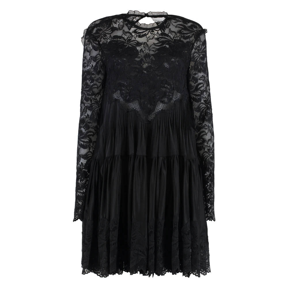 Rabanne Women's Black Short Dresses, Xs, Lace Insert Viscose Blend Dress