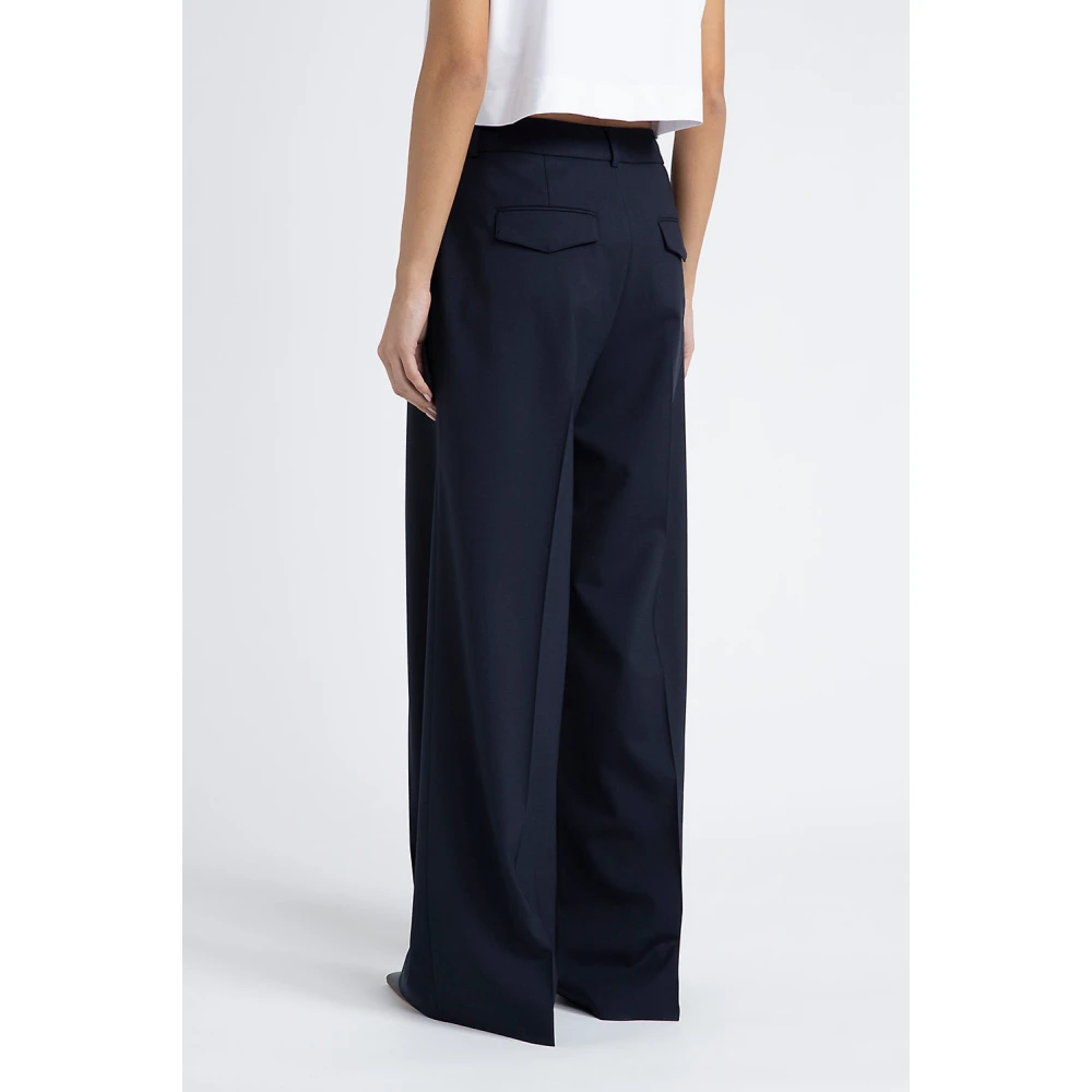PESERICO Technische wol palazzo broek Blue Dames