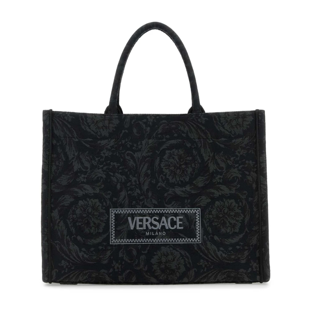 Versace Athena Barocco Geborduurde Canvas Tas Black Dames