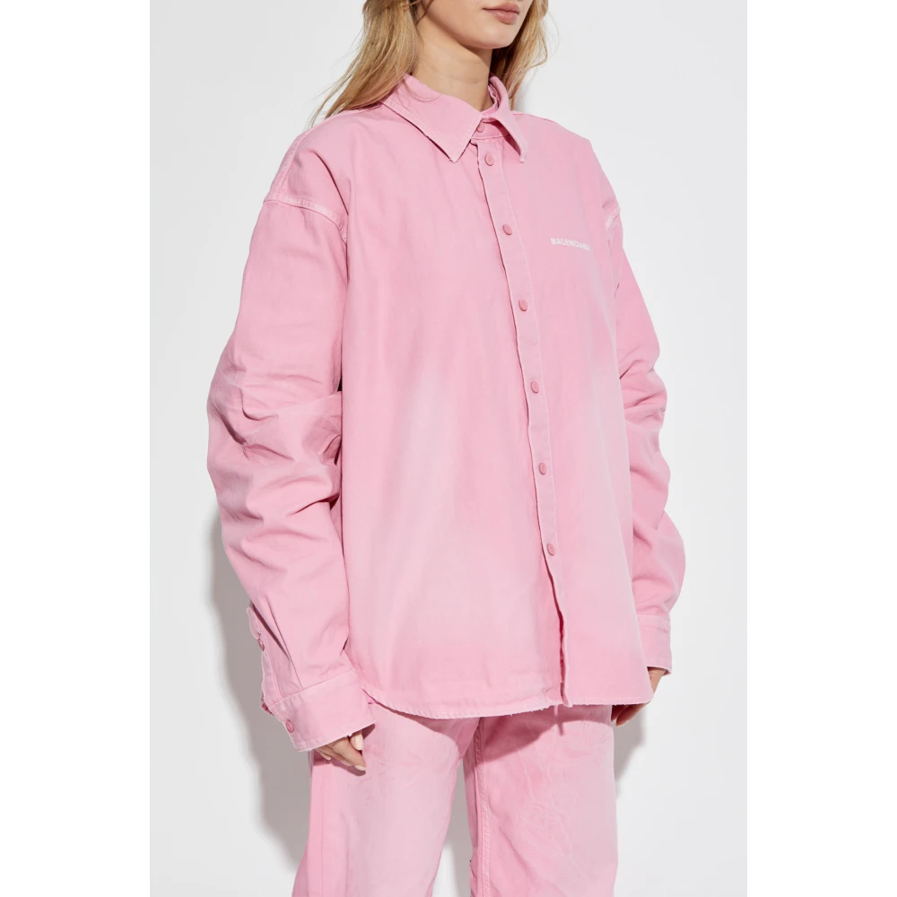 Balenciaga Shirt met logo Pink Dames