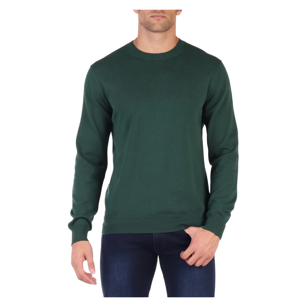 Replay Donkergroene Katoenen Crewneck Sweater Green Heren