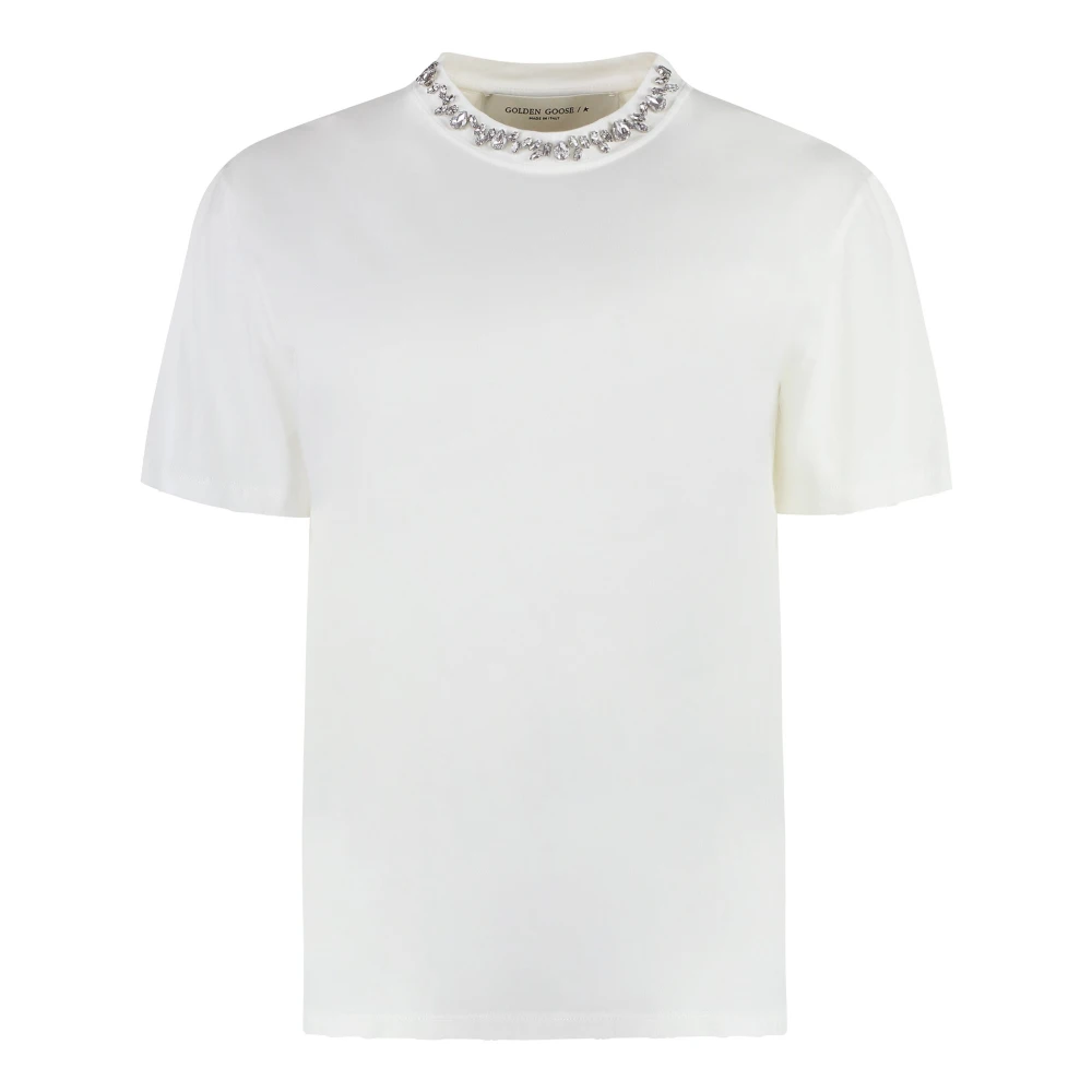 Golden Goose Women's White/Golden Crew-Neck T-Shirt