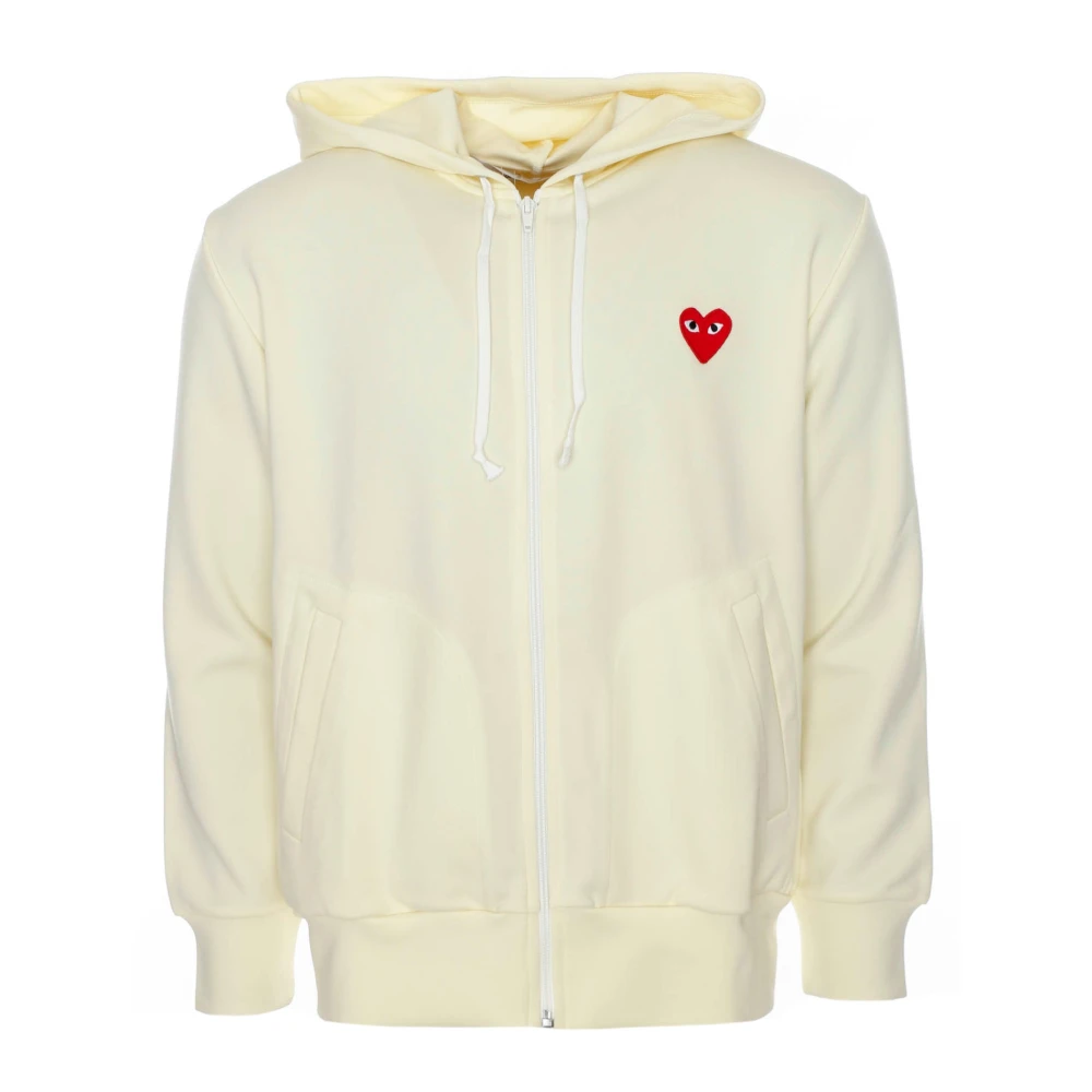 Comme des Garçons Play Stijlvolle Zip-Through Sweatshirt Beige Heren