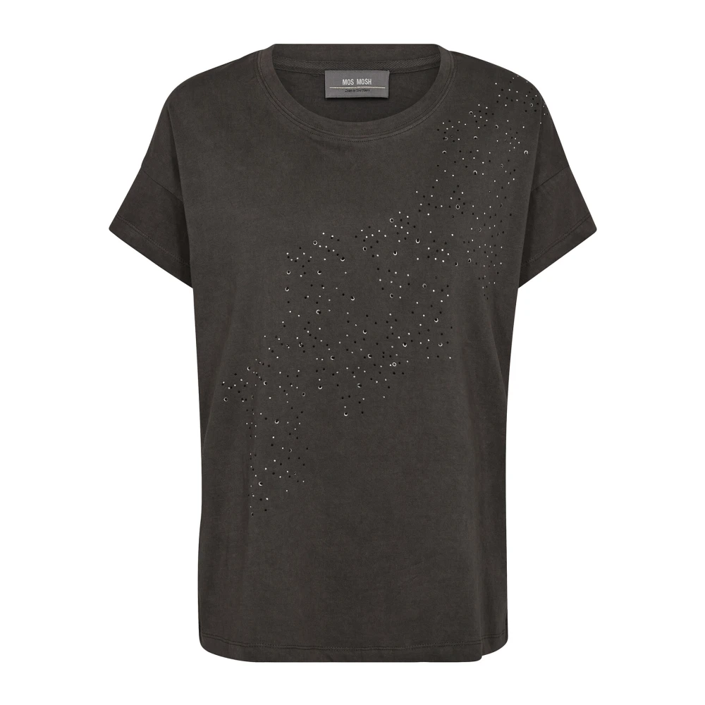 MOS MOSH Stud Tee Top met studs Asfalt Gray Dames