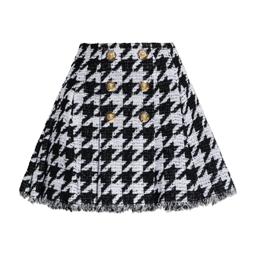 Balmain Donna Nero Gonna A Quadri Pied De Poule