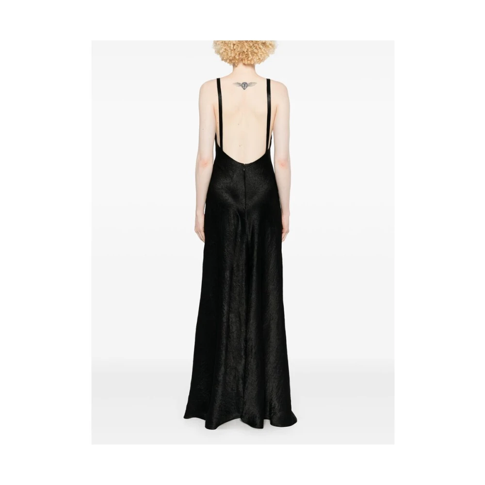 alexander mcqueen Zwarte V-hals Mouwloze Jurk tot op de vloer Black Dames