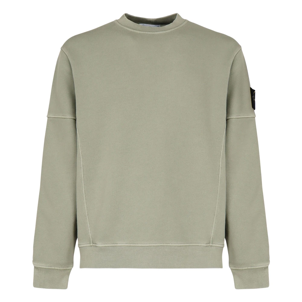 Stone Island Groene Katoenen Sweatshirt met Logo Patch Green Heren