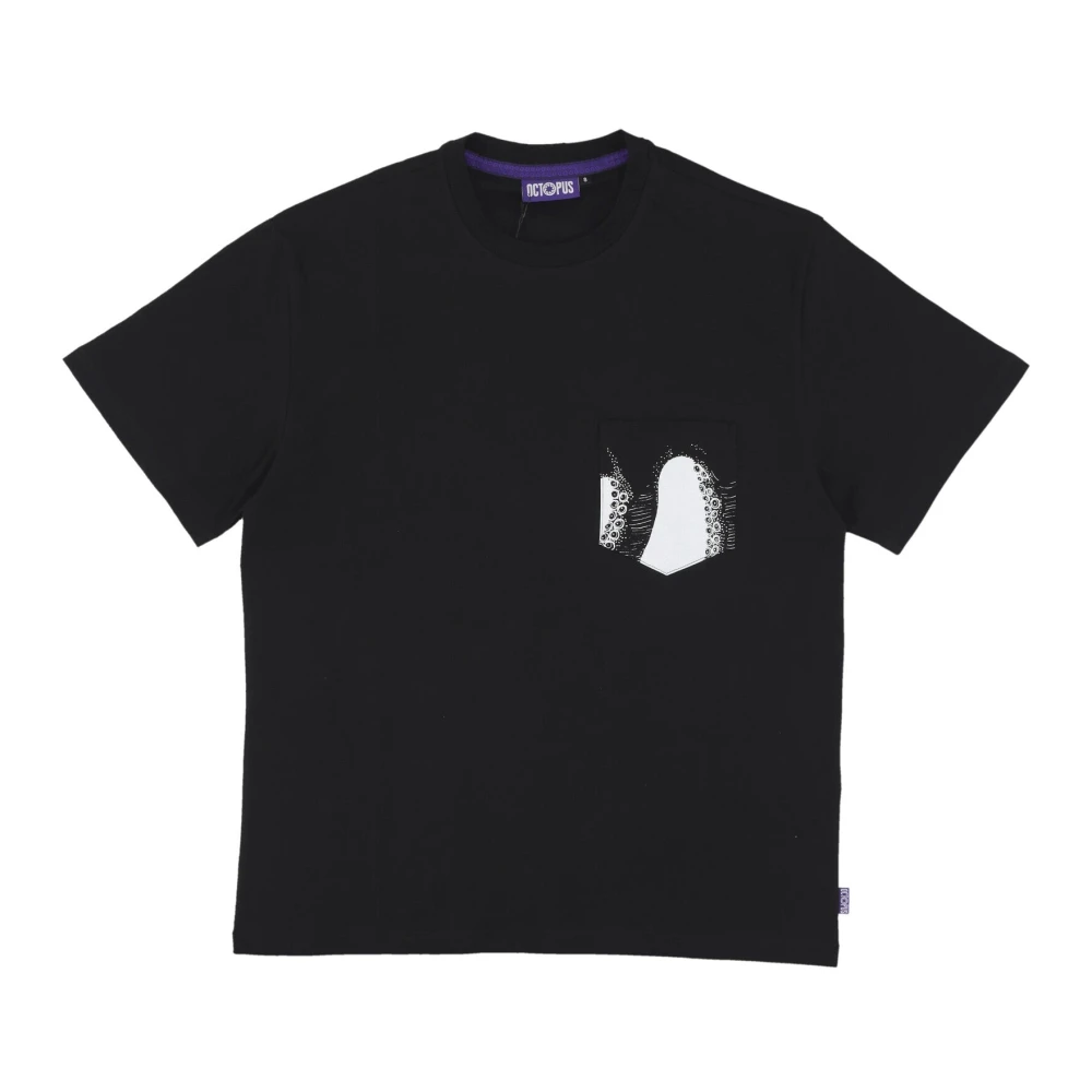 Octopus Zwarte Pocket Tee Korte Mouw Shirt Black Heren