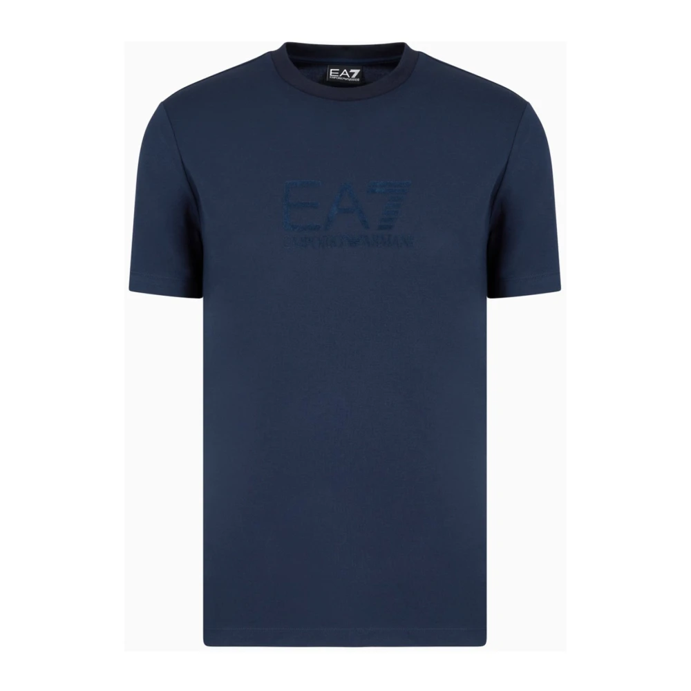 Emporio Armani Ea7 Blå Kortärmad T-Shirt Med Tryckt Logotyp