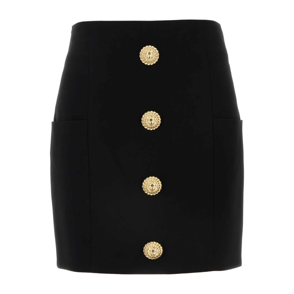Balmain Stijlvolle Zwarte Crepe Mini Rok Black Dames