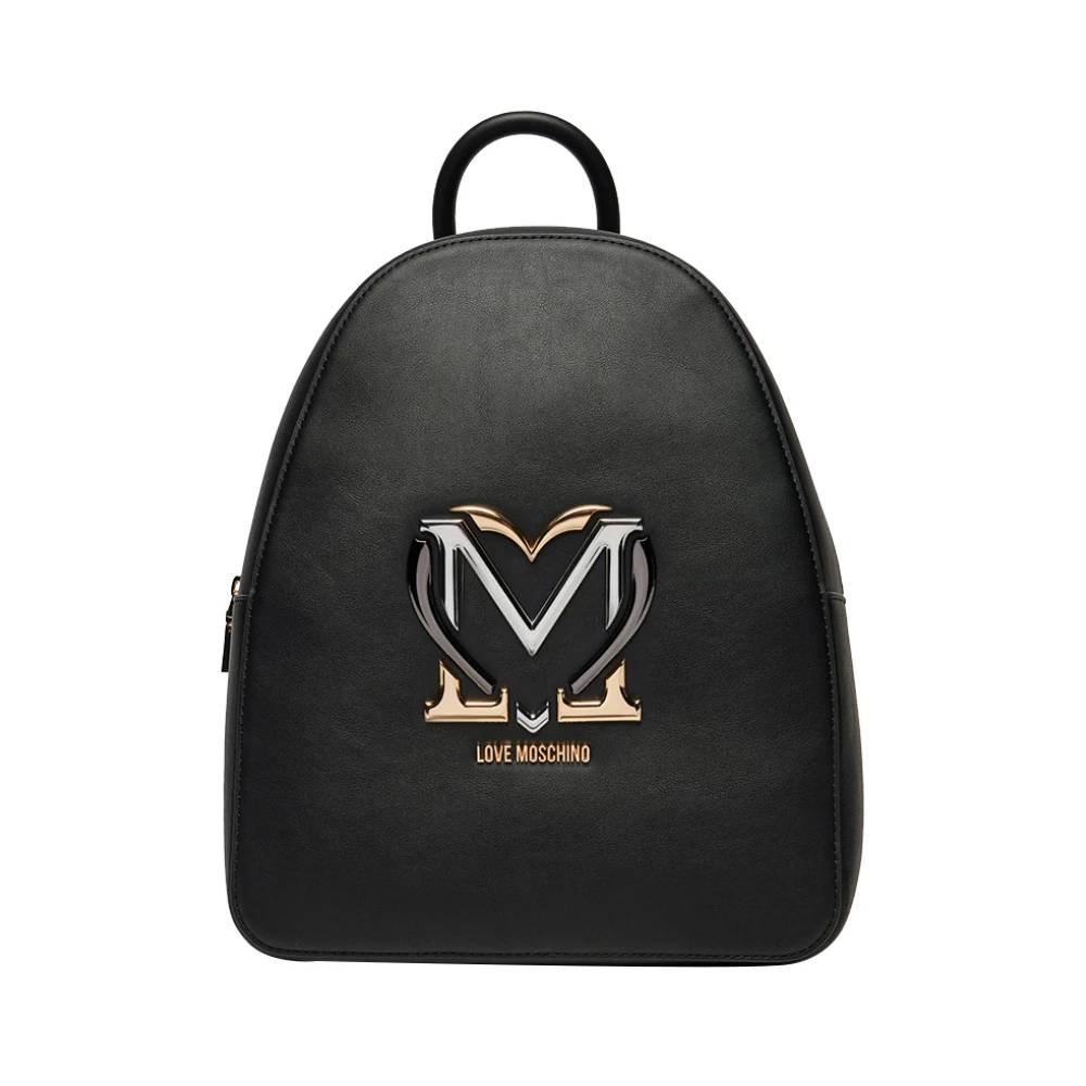 Love Moschino Elegante Zwarte Rugzak met Gouden Hart Black Dames