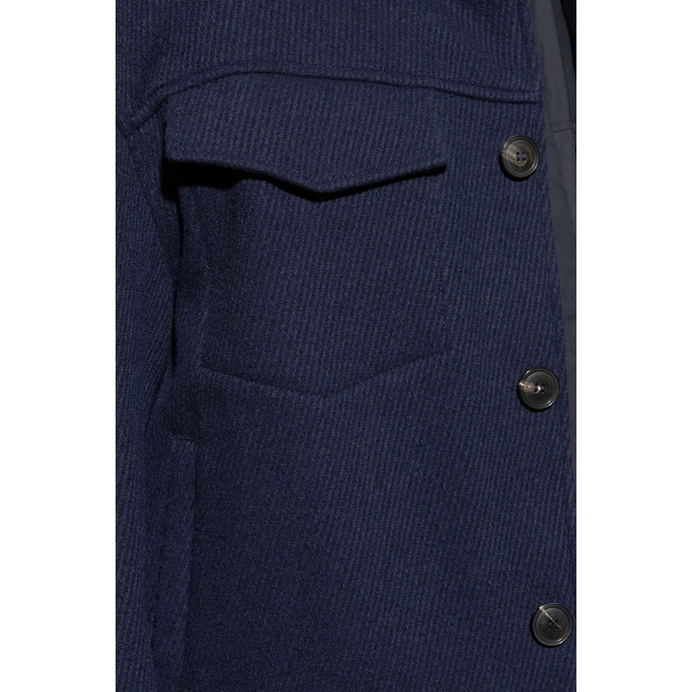 Emporio Armani Wollen jas Blue Heren