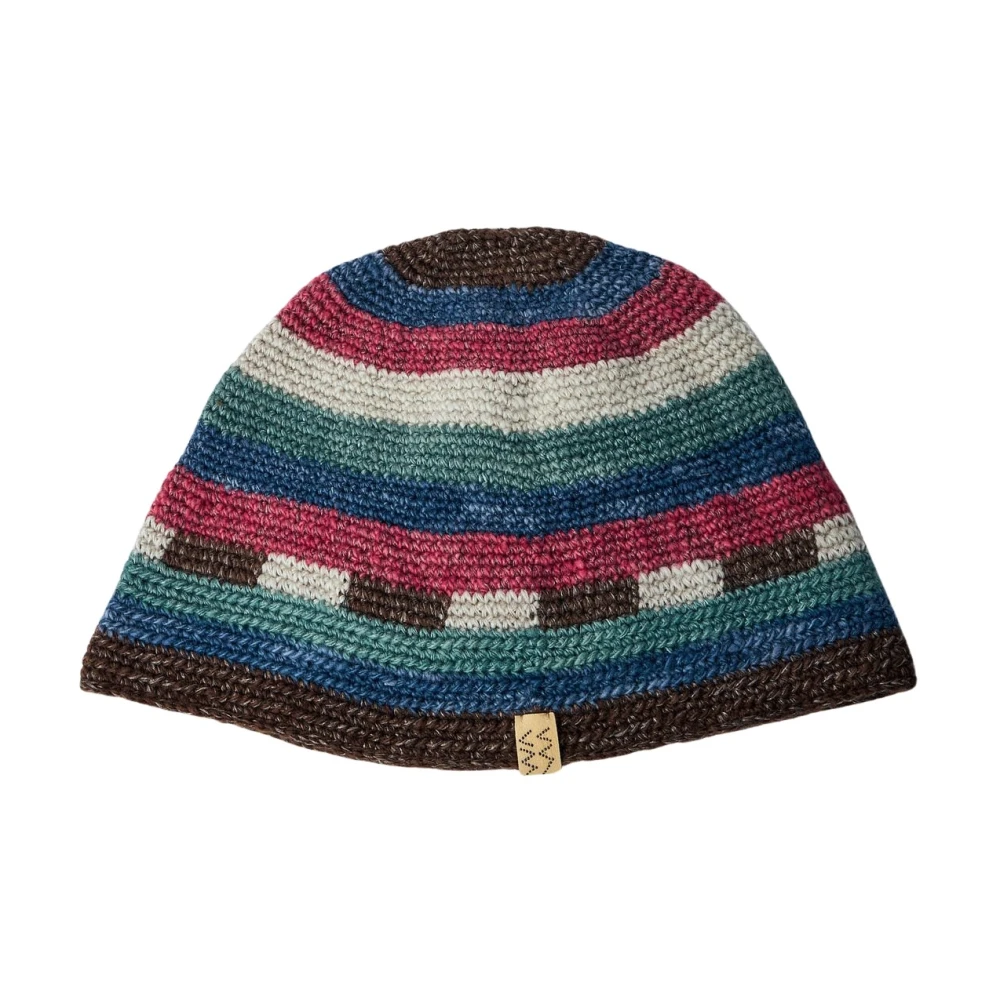 Visvim Gehaakte gebreide muts met logopatch Multicolor Heren
