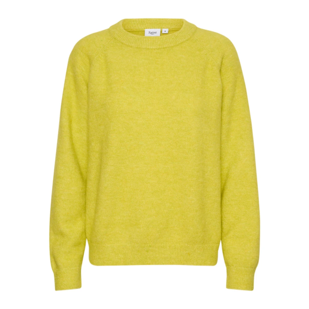 Saint Tropez Garbiesz Pullover Stickad Selleri Yellow, Dam