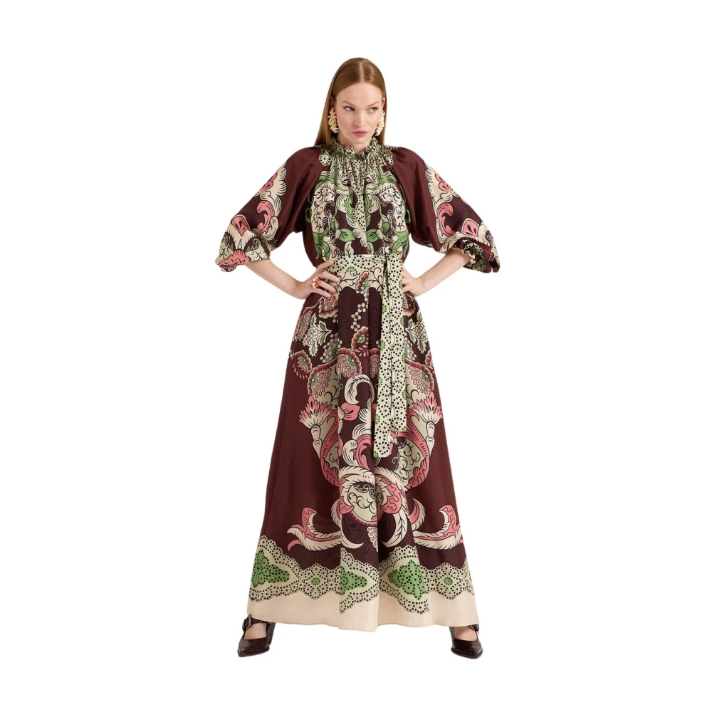 La DoubleJ Overvloed Godin Zijde Voile Jurk Multicolor Dames
