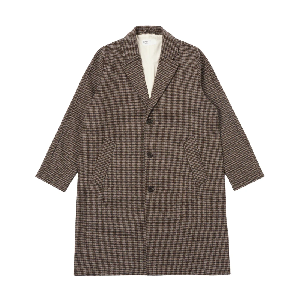 Universal Works Werk Topjas Tweed Stone Navy Blue Heren