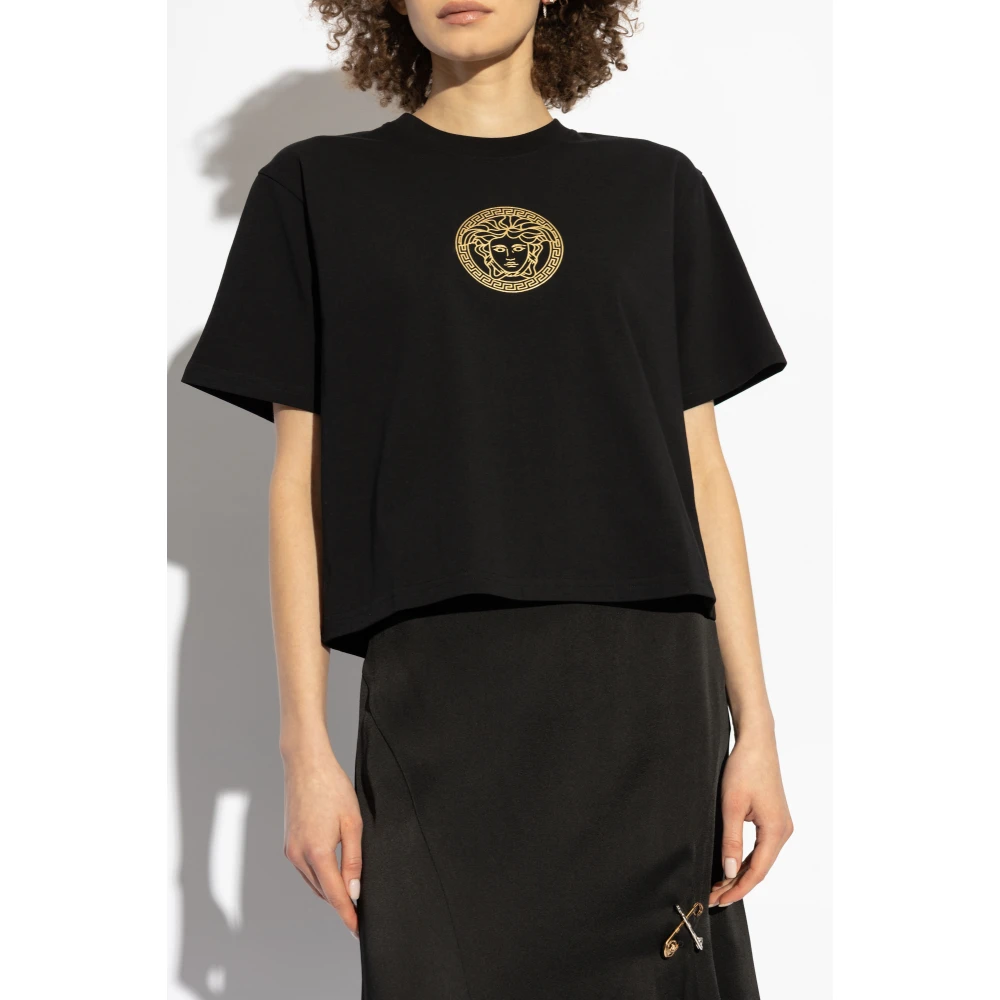 Versace T-shirt met Medusa-hoofd Black Dames