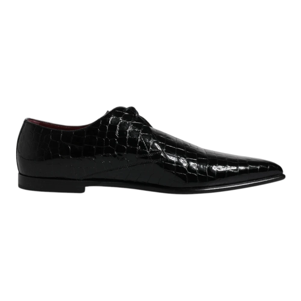 Dolce & Gabbana Homme Noir Chaussures, Taille: 45 Eu Chaussures Formelles Derby En Cuir Exotique Pour S