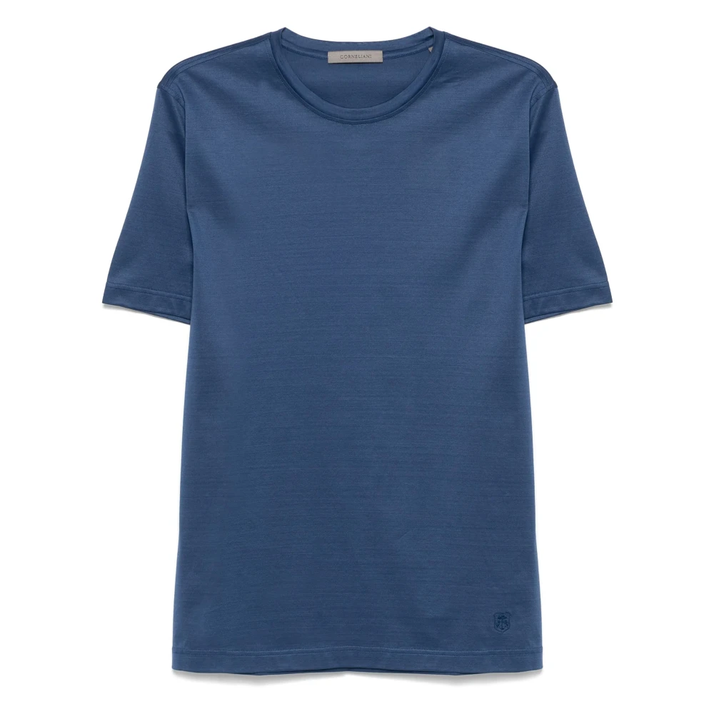 Corneliani Geborduurd Katoenen T-shirt Gemaakt in Italië Blue Heren