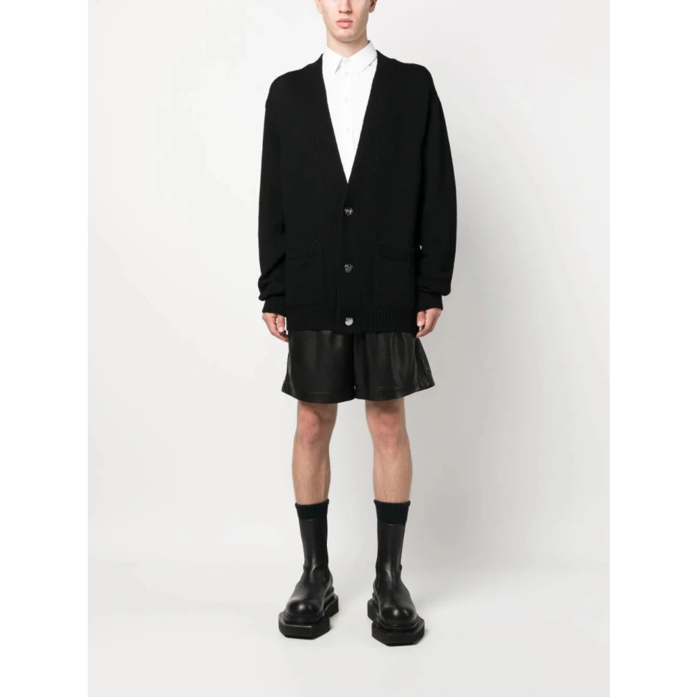 Balmain Intarsia-Gebreide Logo V-Hals Cardigan Black Heren