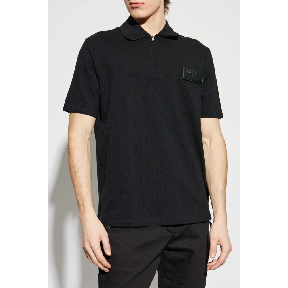 Balmain Katoenen Polo met Patch Black Heren