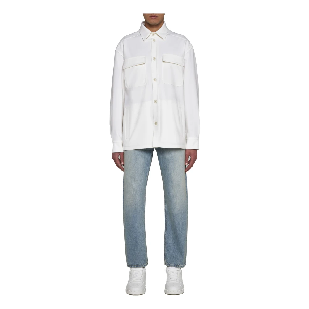 Valentino Elegant Ivory Coats Beige Heren