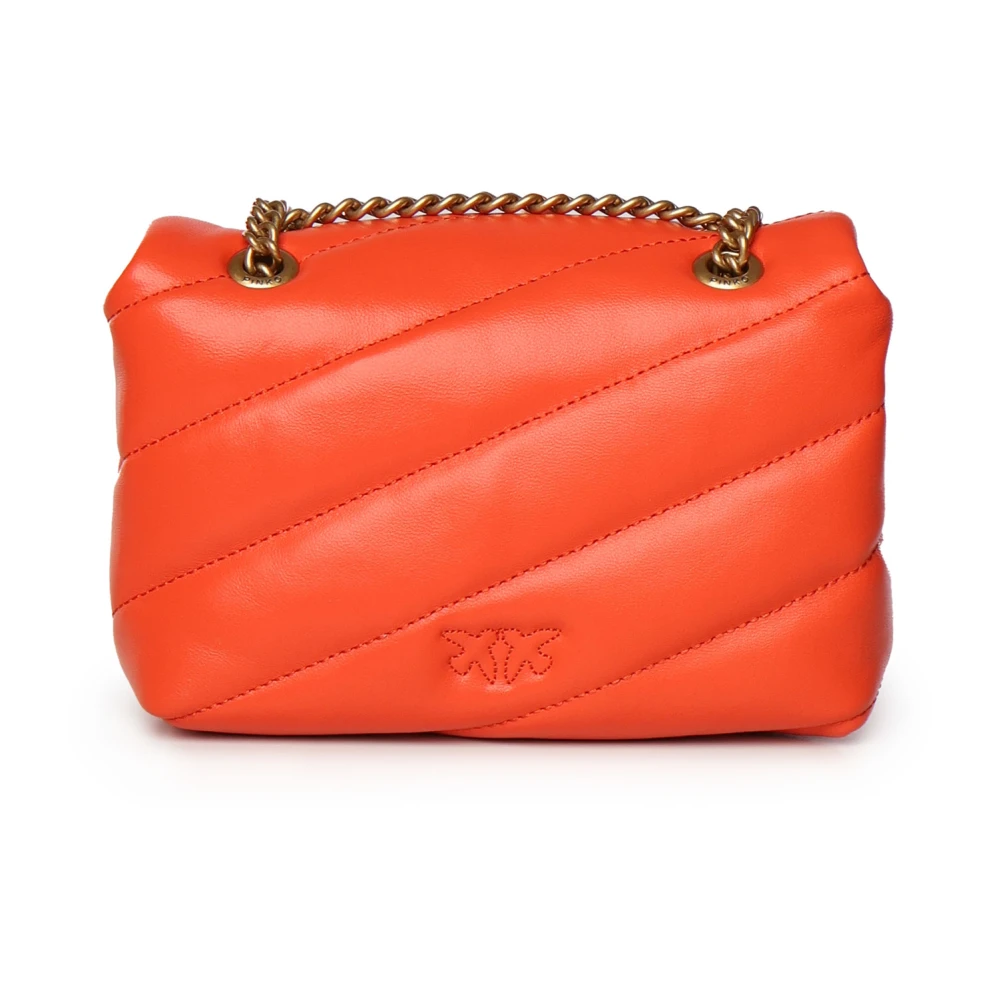 pinko Oranje Leren Schoudertas met Klep Red Dames
