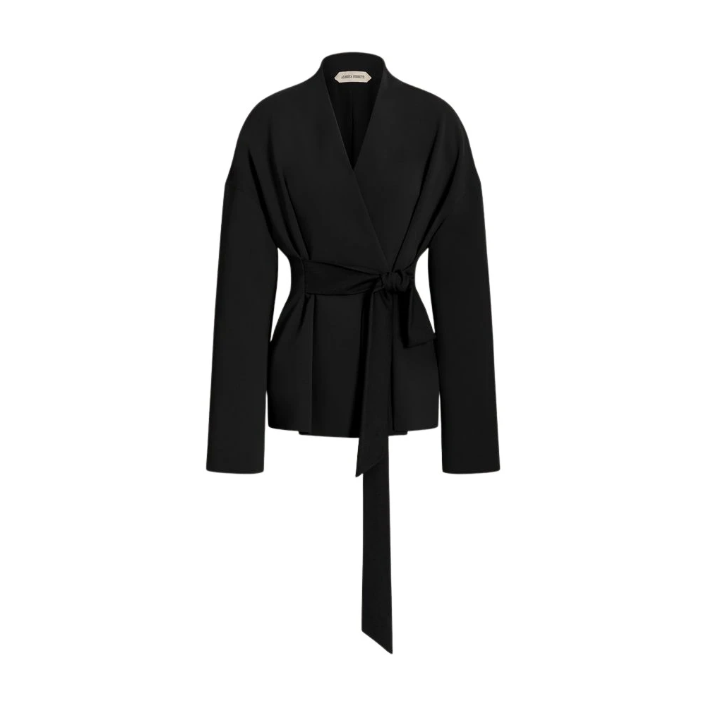 Alberta Ferretti Black Kimonos, Female, S, Stretch Cady Jacket With Bow