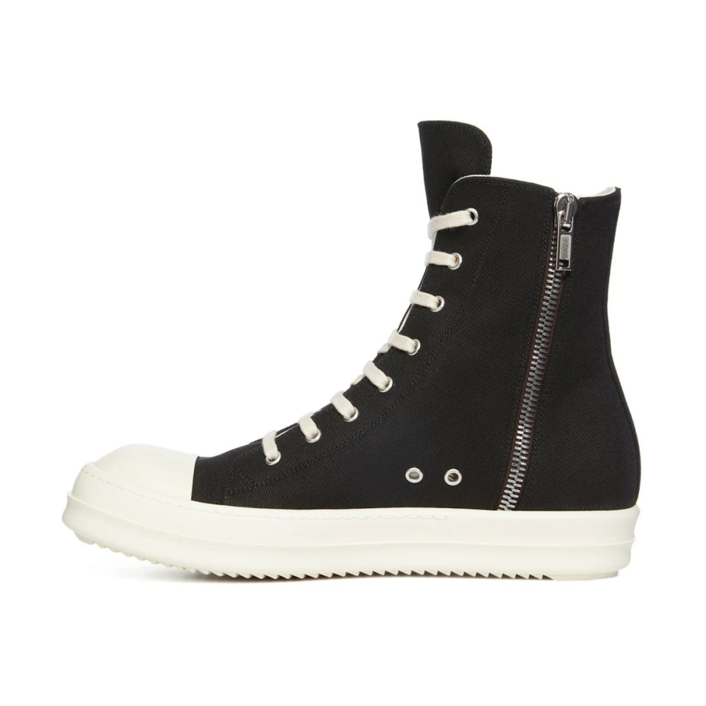 Rick Owens Zwarte hoge sneakers met rits Black Heren