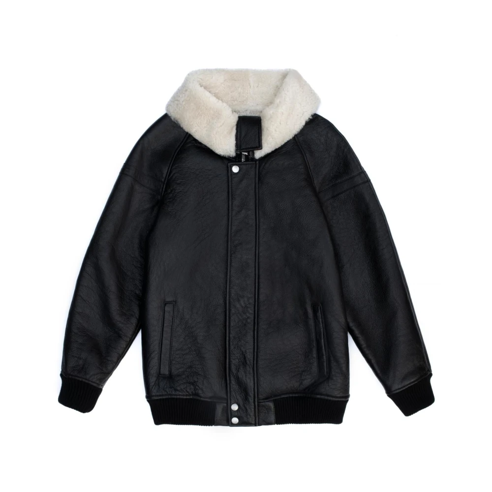 Just Things we Like Kawa Merino Lamsvacht Shearling Jas Black Dames