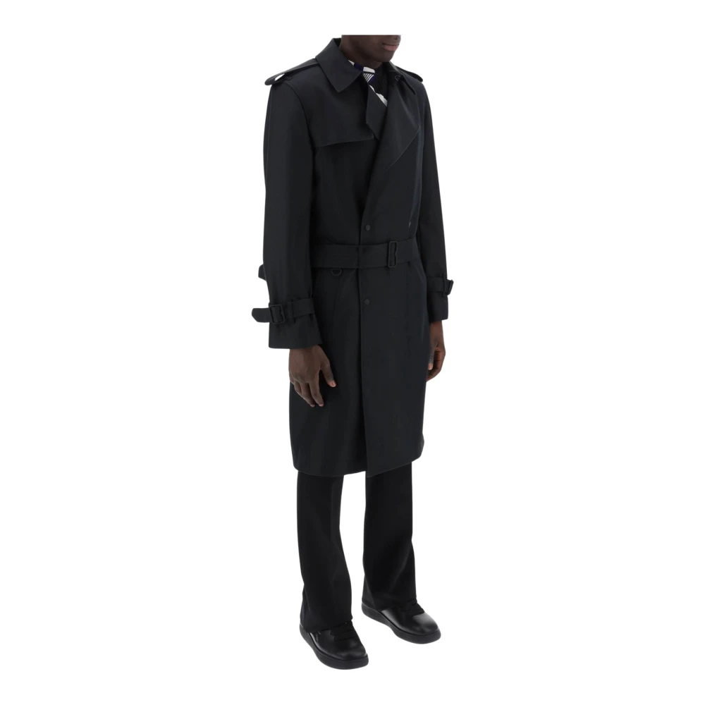 Burberry Zijden trenchcoat Black Heren