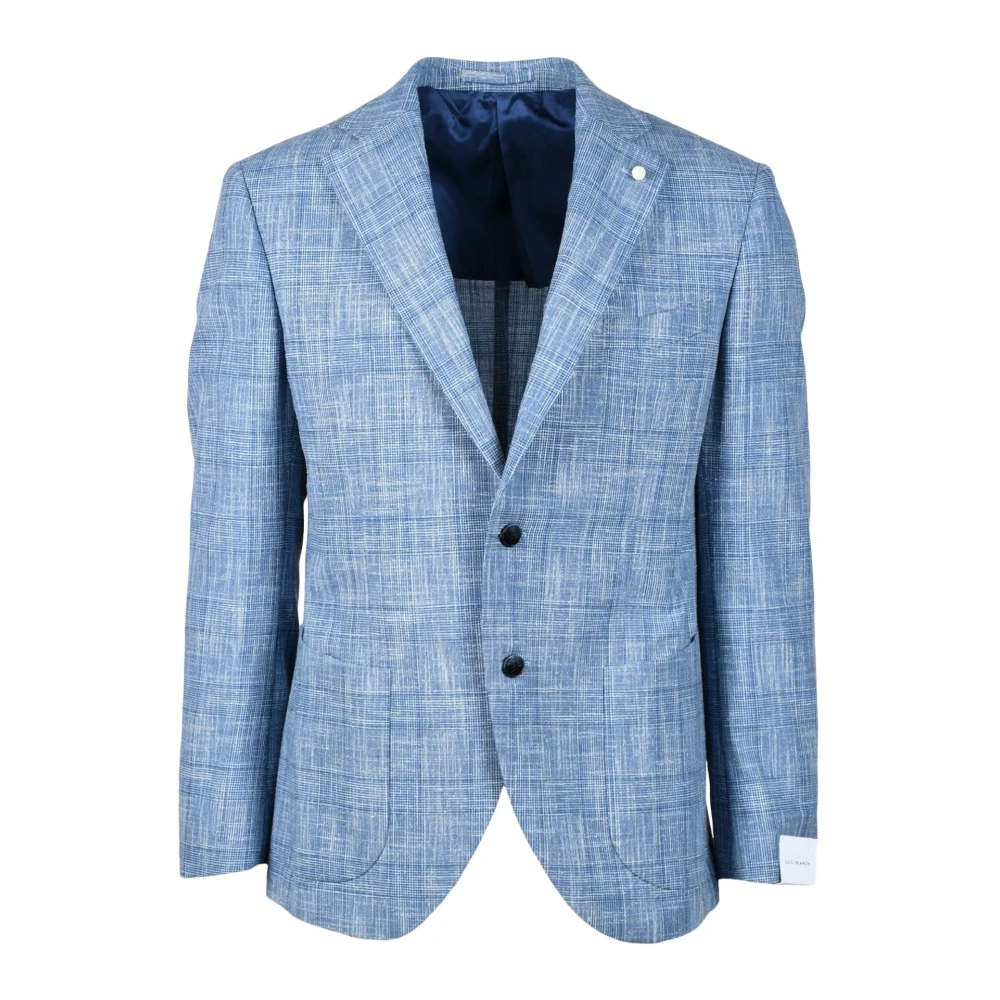 Luigi Bianchi Mantova Elegant Ull Silke Blazer Blue, Herr