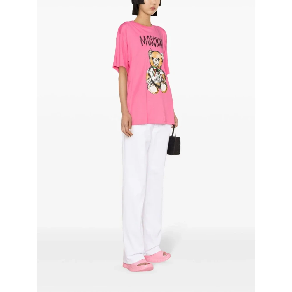 Moschino Roze Logo Print Teddy Bear T-shirts en Polos Pink Dames