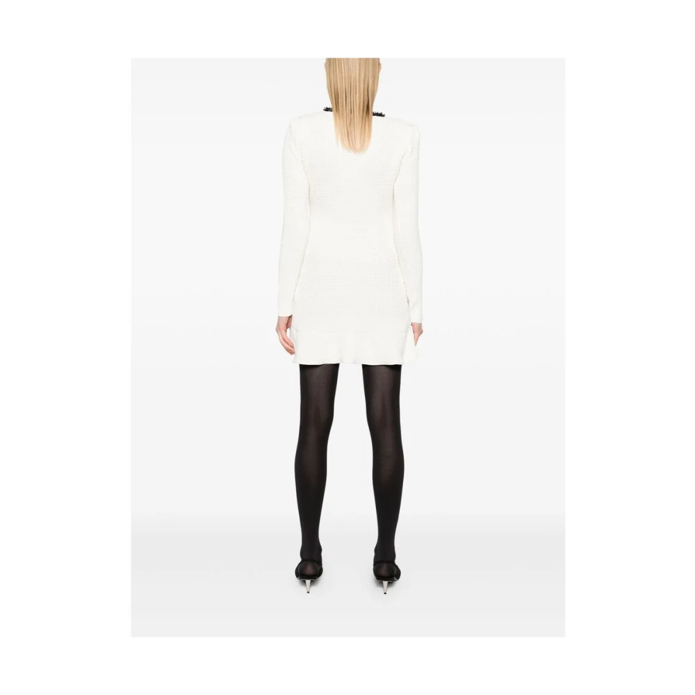 Self Portrait Witte Kralen Lange Mouw Jurk White Dames