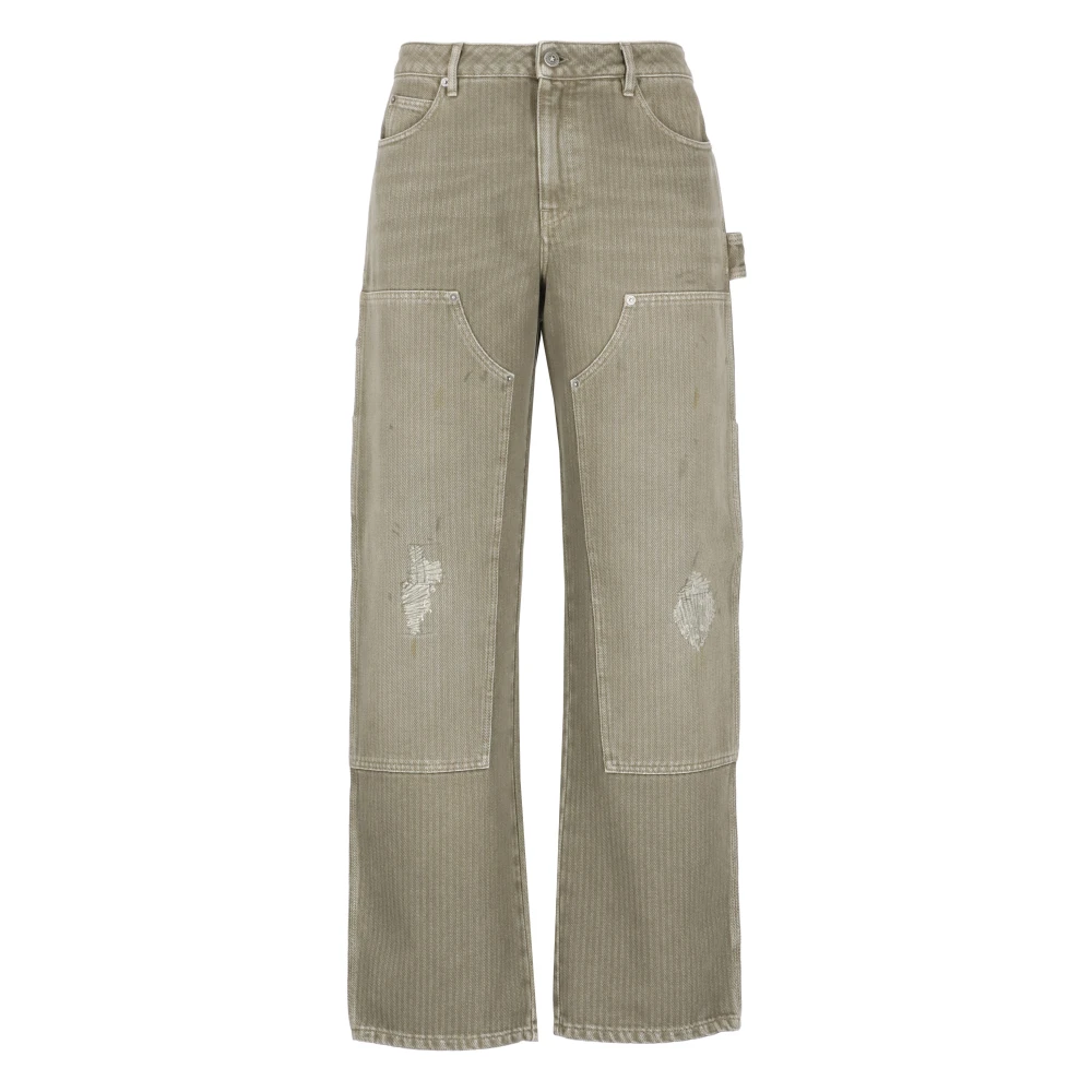 Golden Goose Groene katoenen broek met distressed details Green Heren