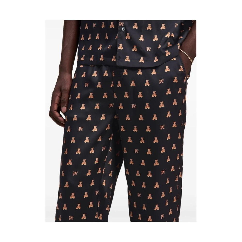 Palm Angels Monogram Patroon Elastische Taille Broek Black Heren