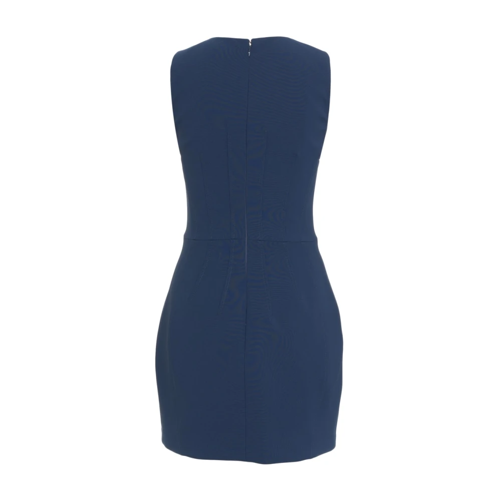 Elisabetta Franchi Blauwe Mini Jurk met Metalen Details Blue Dames