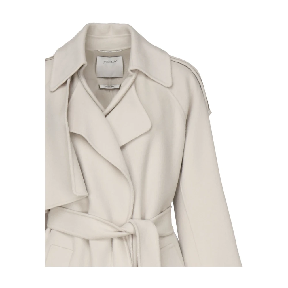 SPORTMAX Grijze wollen jas met riem Gray Dames