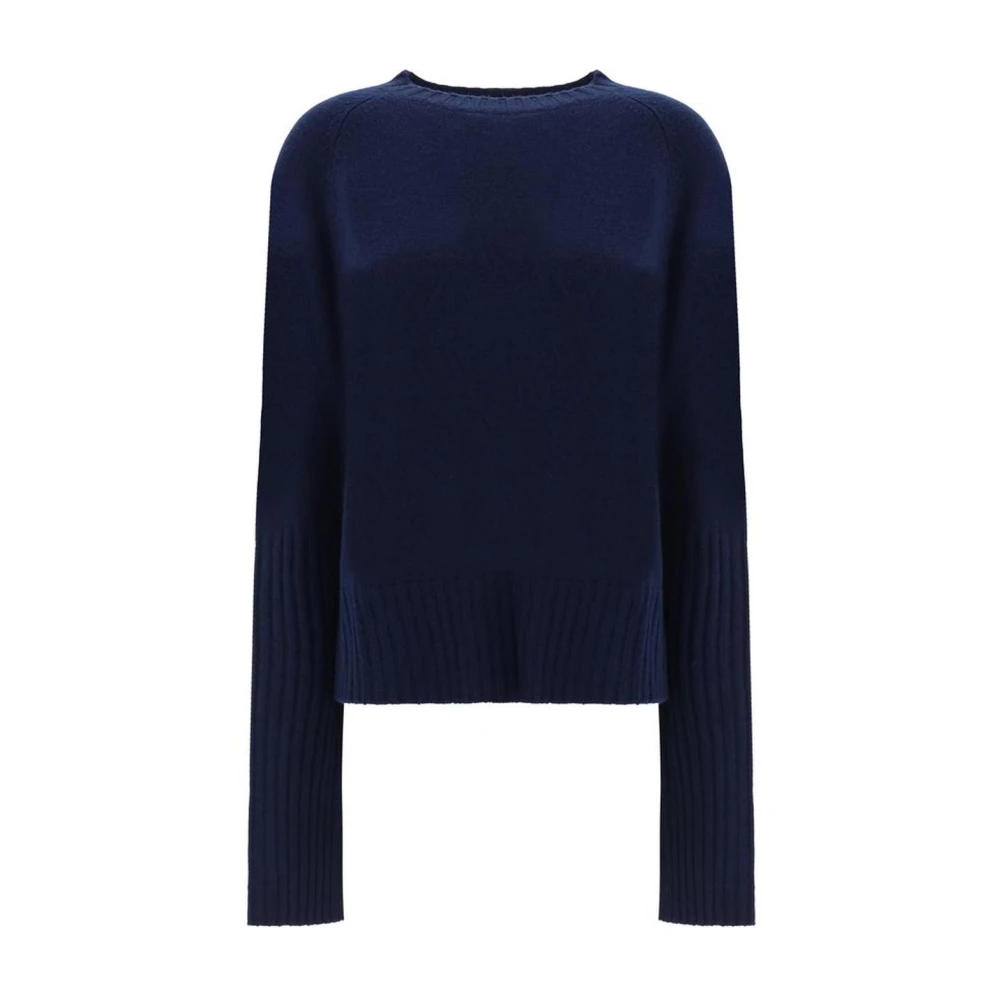Wild Cashmere Monochrome Geribbelde Wollen Trui Blue Dames