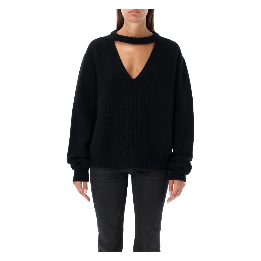 Rick Owens Zwart V-hals Gebreide Kleding Aw24 Black Dames