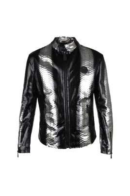 Python Leather Moto Jacket