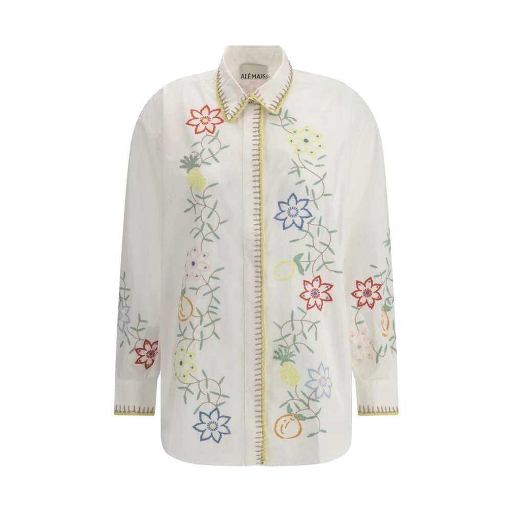 Alemais Bloemen Geborduurd Overhemd Model White Dames